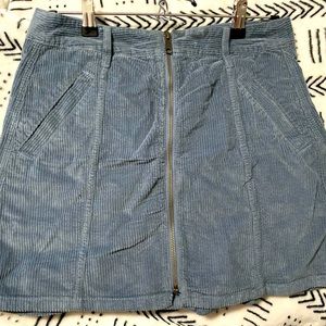 Blue corduroy mini skirt with pockets